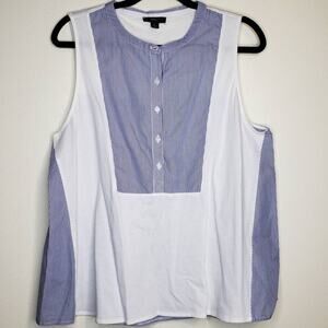 J. Crew| Color Block Blue and White Stripe Top
